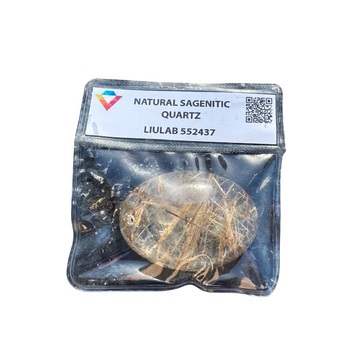 Natural Sagenitic Quartz Cabochon – Golden Rutile Needle Inclusions | LIULAB 552437 Certified