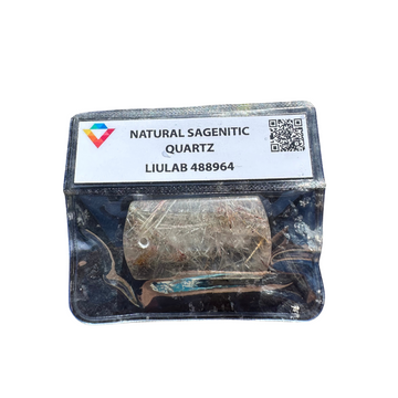 Natural Sagenitic Quartz Cabochon – Needle Rutile in Polished Quartz | LIULAB 488964 Certified