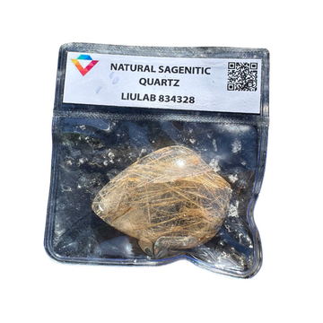 Natural Sagenitic Quartz – Golden Rutile Cabochon | LIULAB Certified #834328