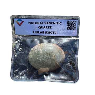 Natural Sagenitic Quartz – Oval Polished Cabochon | LIULAB Certified #529757