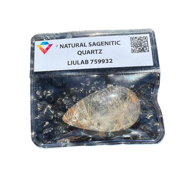 Natural Sagenitic Quartz – Teardrop Polished Gem | LIULAB Certified #759932