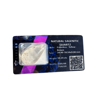 Natural Sagenitic Quartz – Pear Drop Cut | LIULAB Certified #759229