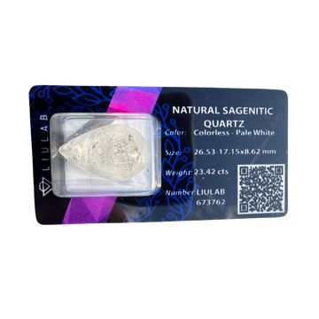 Natural Sagenitic Quartz – Pear Drop Cut | LIULAB Certified #673762