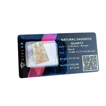 Natural Sagenitic Quartz – Unique Trapezoid Cut | LIULAB Certified #873258