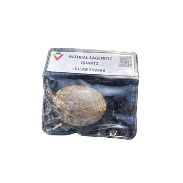 Natural Sagenitic Quartz – Oval Polished Bead | LIULAB Certified #598996