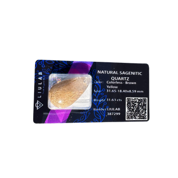 Natural Sagenitic Quartz Gemstone – Golden Rutile in Clear Quartz | LIULAB 387299 Certified