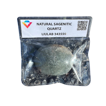 Natural Sagenitic Quartz Palm Stone – Silvery Veins in Frosted Clarity | LIULAB 466886 Certified