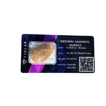 Natural Sagenitic Quartz Cabochon – Golden Rutile Inclusions | LIULAB Certified #483296