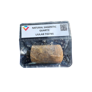 Natural Sagenitic Quartz – Barrel Cut with Dense Golden Rutile Inclusions | LIULAB 742785 Certified