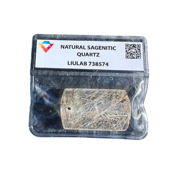 Natural Sagenitic Quartz Pendant – Rectangular Cut with Golden & Red Rutile | LIULAB 738574 Certified