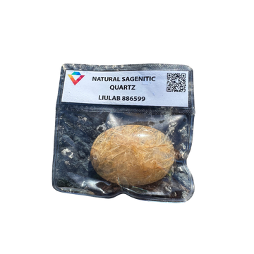 Natural Sagenitic Quartz – Oval Polished Gem with Intense Golden Rutile (LIULAB Certified #886599)