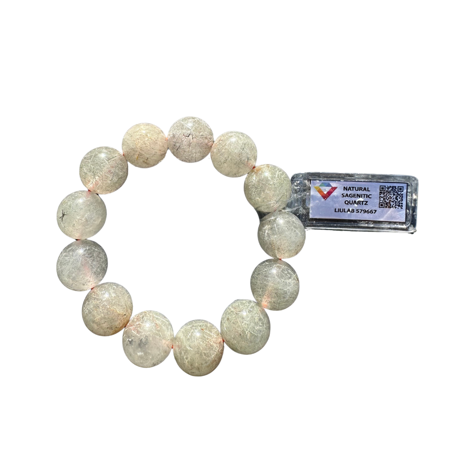 Natural Sagenitic Quartz Bracelet | Certificate No. LIULAB 579667