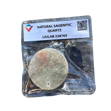 Natural Sagenitic Quartz Disc – Round Pendant Stone with Rutile Threads | LIULAB 228765 Certified
