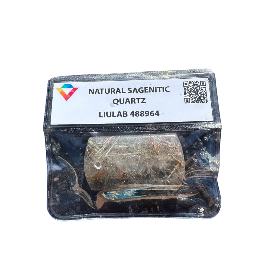 Natural Sagenitic Quartz Cabochon – Needle Rutile in Polished Quartz | LIULAB 488964 Certified