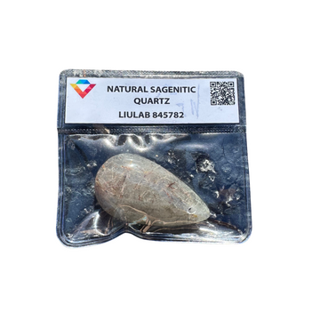Natural Sagenitic Quartz Gemstone – Hand-Carved Teardrop with Copper Rutile Inclusions | LIULAB 845782 Certified