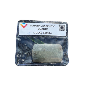 Natural Sagenitic Quartz Gemstone – Barrel Cut with Silver-Grey Rutile | LIULAB 744974 Certified