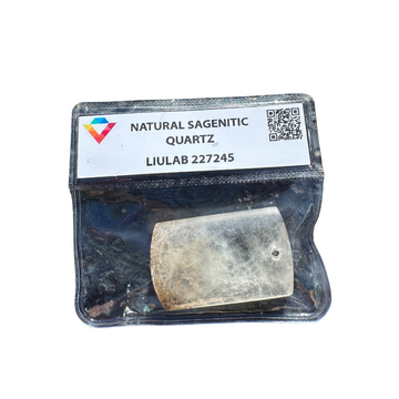 Natural Sagenitic Quartz Gemstone – Barrel-Cut with Silky Rutile Threads | LIULAB 227245 Certified