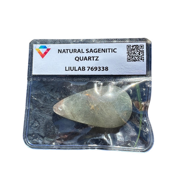 Natural Sagenitic Quartz – Polished Teardrop Gemstone | LIULAB Certified #769338