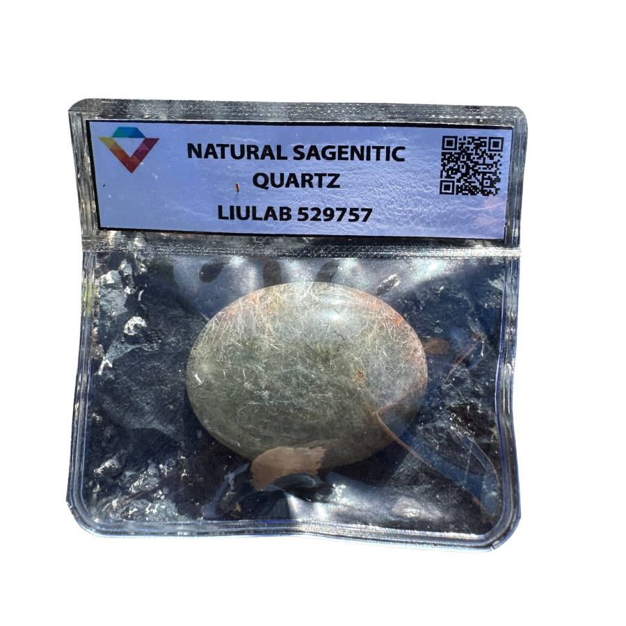 Natural Sagenitic Quartz – Oval Polished Cabochon | LIULAB Certified #529757