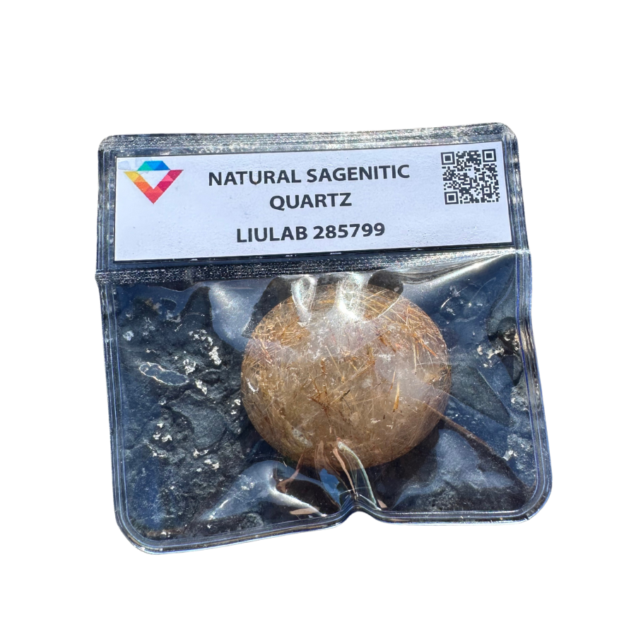 Natural Sagenitic Quartz – Round Polished Gemstone | LIULAB Certified #285799