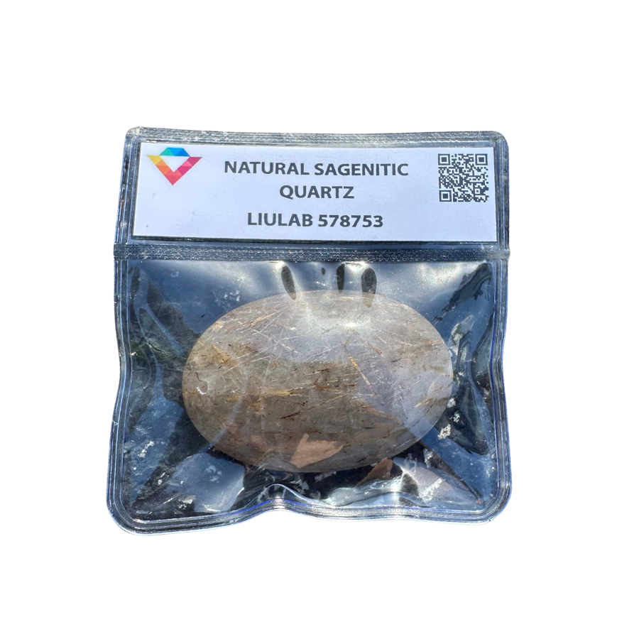 Natural Sagenitic Quartz – Oval Polished Gemstone | LIULAB Certified #578753