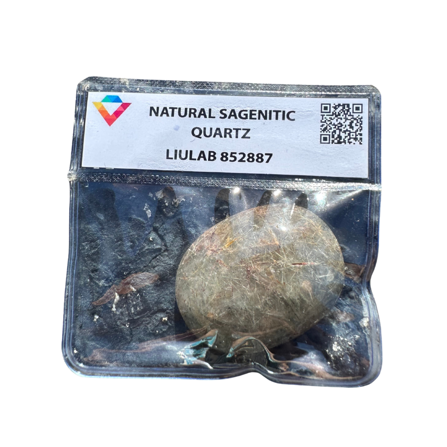 Natural Sagenitic Quartz – Oval Polished Cabochon | LIULAB Certified #852887