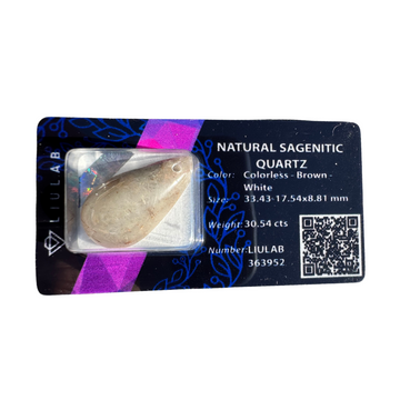 Natural Sagenitic Quartz – Certified Teardrop Gemstone | LIULAB #363952
