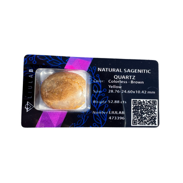 Natural Sagenitic Quartz – Certified Round Cabochon | LIULAB #473396