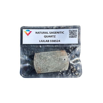 Natural Sagenitic Quartz Pendant – Silver-Grey Rutile Inclusions | LIULAB 338524 Certified