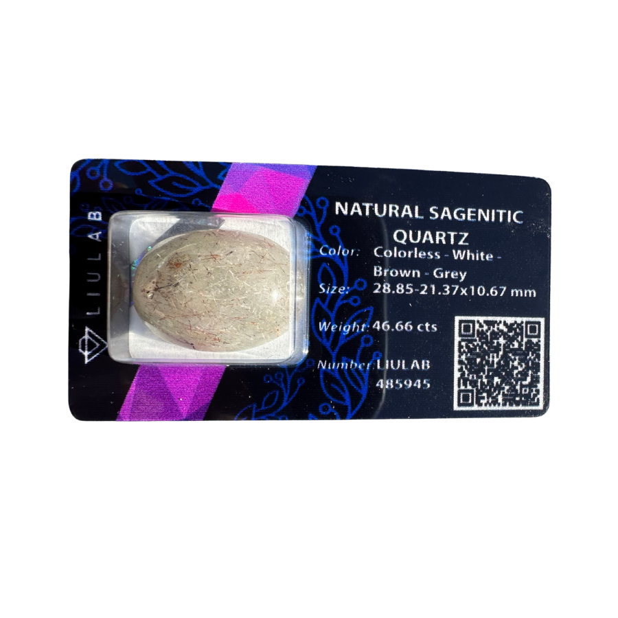 Natural Sagenitic Quartz – Oval Cabochon | LIULAB #485945