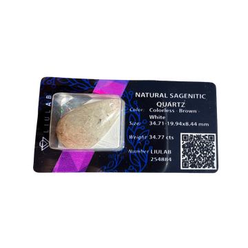 Natural Sagenitic Quartz – Certified Teardrop Gem | LIULAB #254884