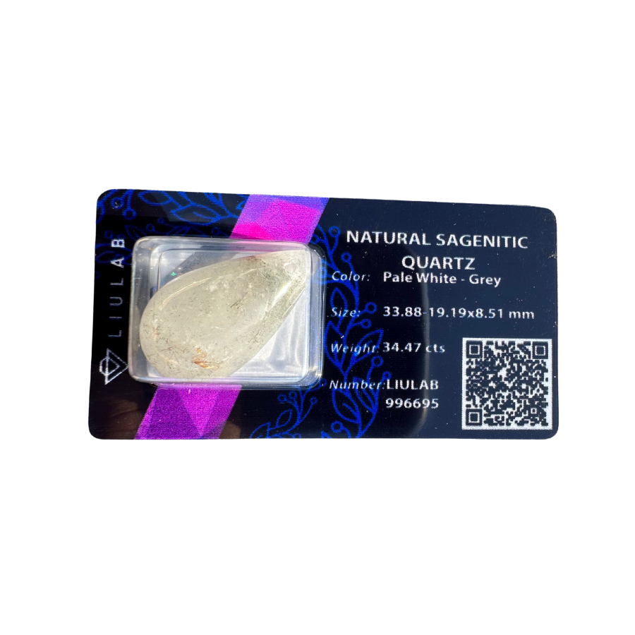 Natural Sagenitic Quartz – Teardrop Gem | LIULAB Certified #996695