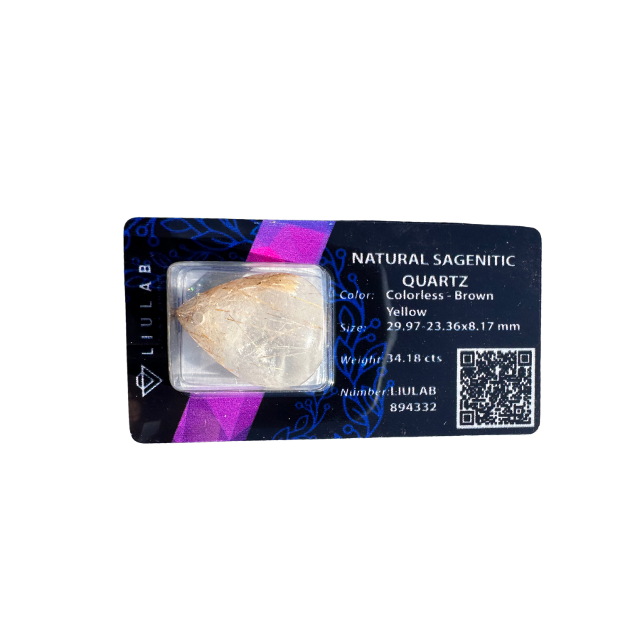 Natural Sagenitic Quartz – Freeform Cut | LIULAB Certified #894332