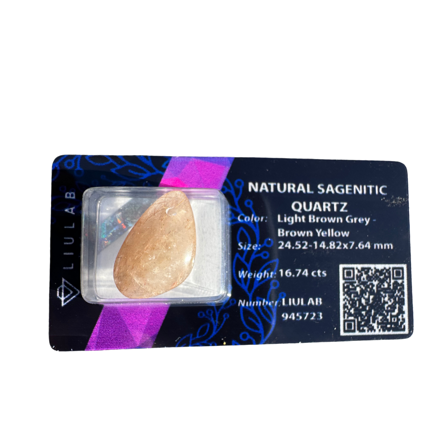 Natural Sagenitic Quartz – Pear Drop Cut | LIULAB Certified #945723