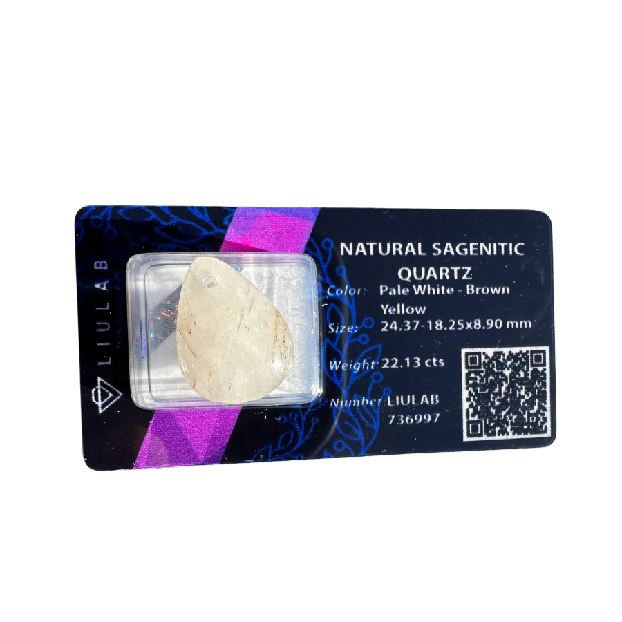 Natural Sagenitic Quartz – Pear Drop Cut | LIULAB Certified #736997