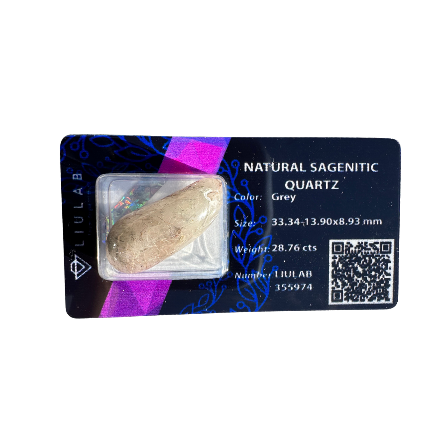 Natural Sagenitic Quartz – Pear Drop Cut | LIULAB Certified #355974