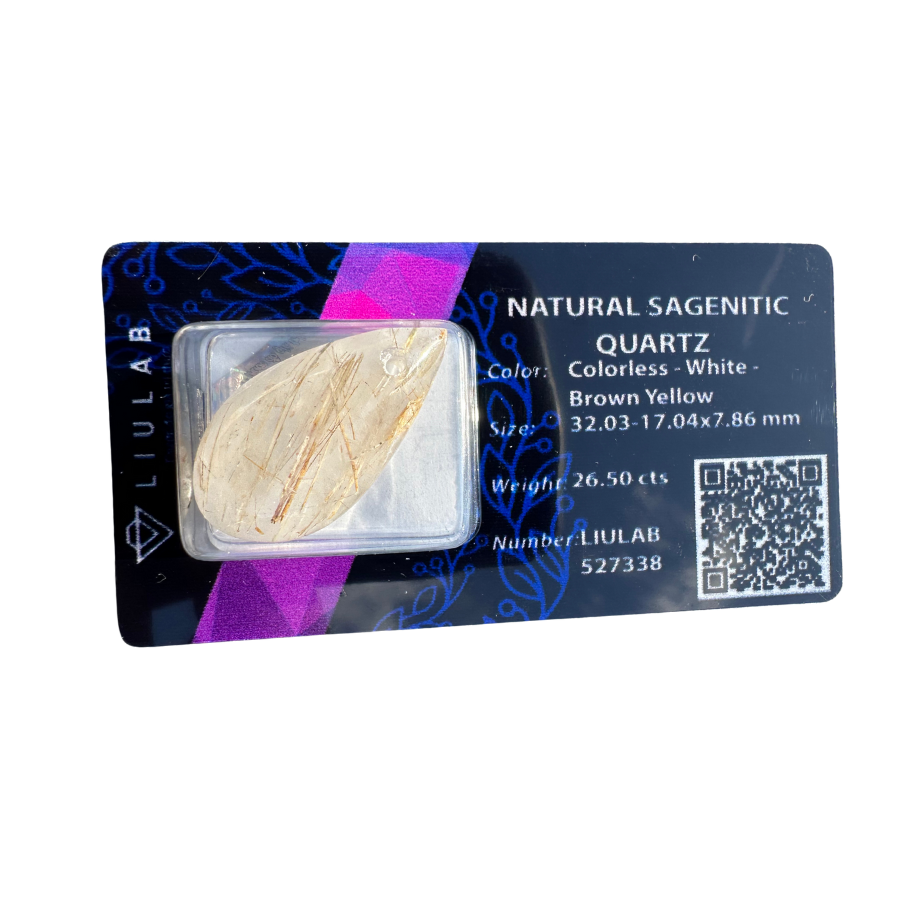 Natural Sagenitic Quartz – Teardrop Cut | LIULAB Certified #527338