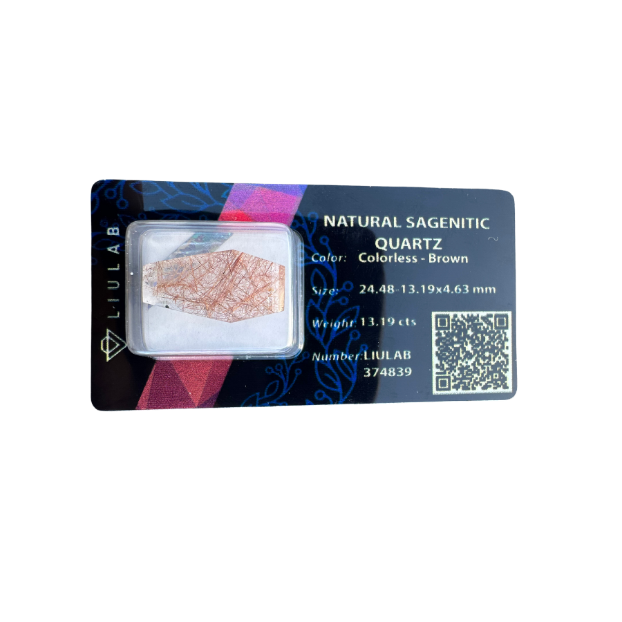 Natural Sagenitic Quartz – Geometric Fancy Cut | LIULAB Certified #374839