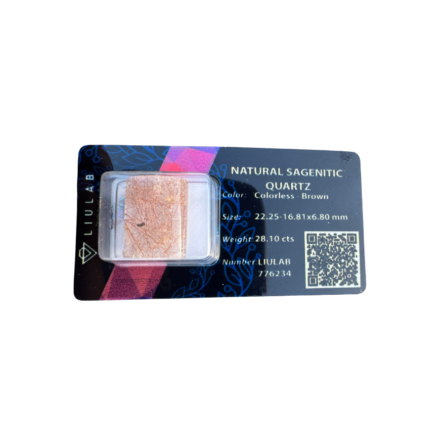 Natural Sagenitic Quartz – Rectangular Cut | LIULAB Certified #776234