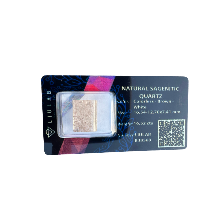 Natural Sagenitic Quartz – Rectangular Cut | LIULAB Certified #838569