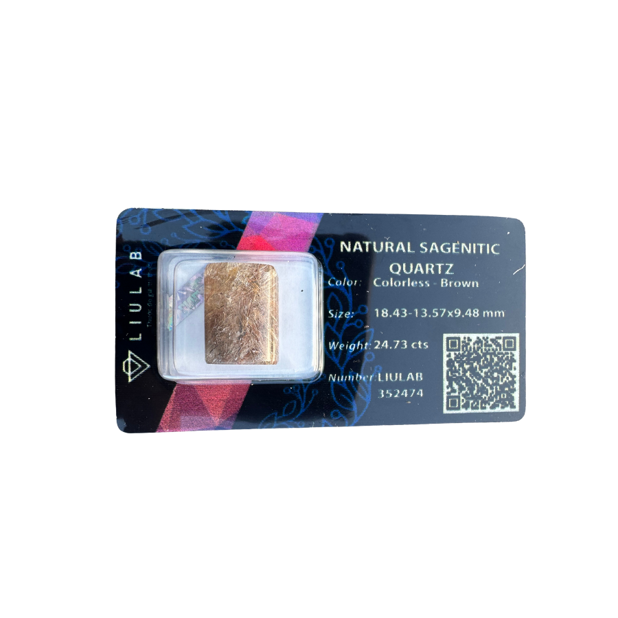 Natural Sagenitic Quartz – Rectangular Cut | LIULAB Certified #352474
