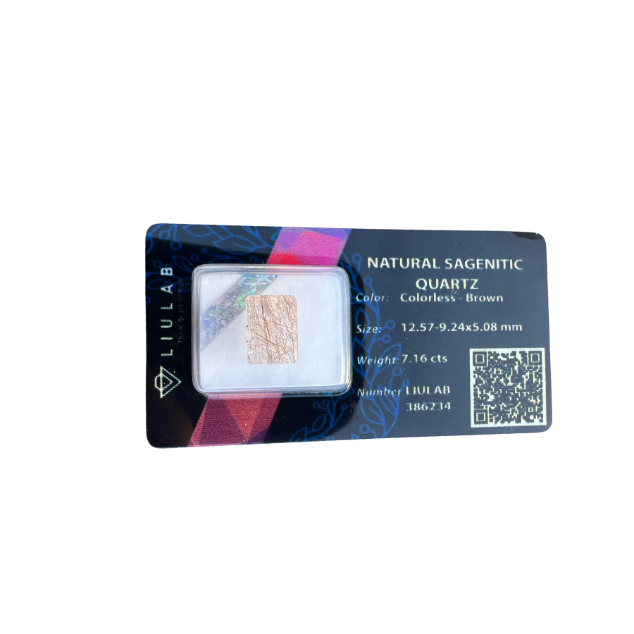 Natural Sagenitic Quartz – Square Cut | LIULAB Certified #386234