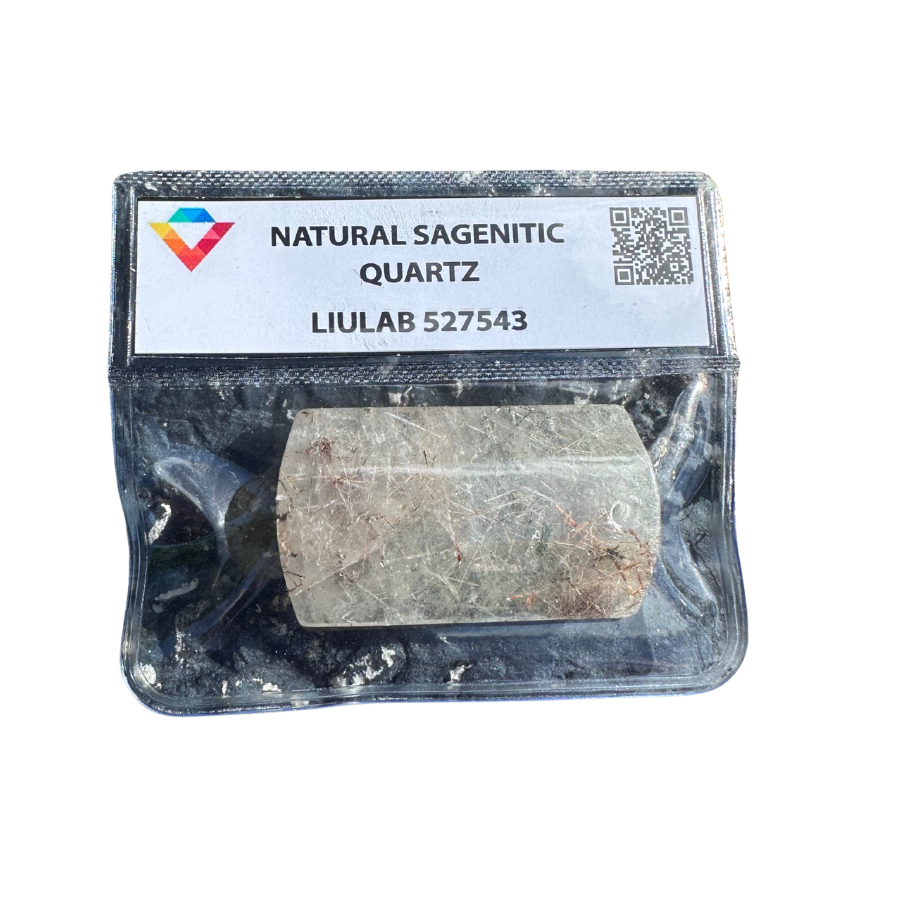 Natural Sagenitic Quartz Pendant – Rose-Golden Thread Inclusions | LIULAB 527543 Certified