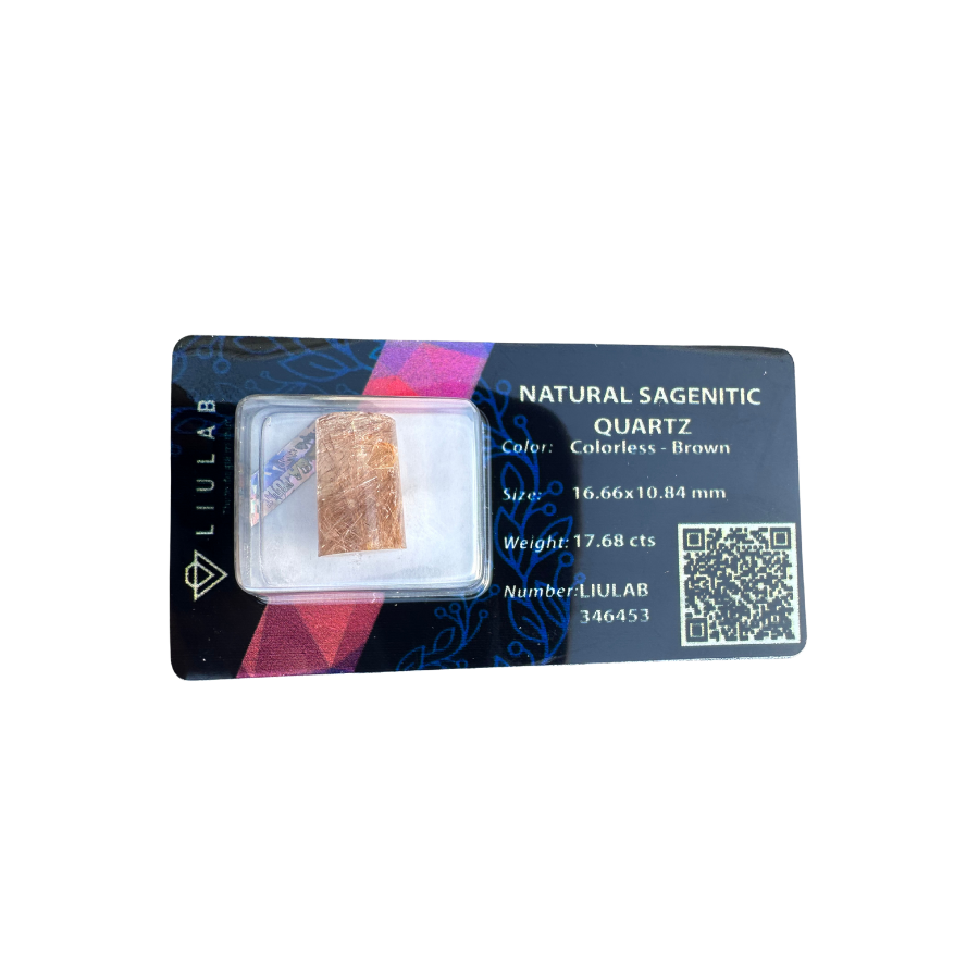 Natural Sagenitic Quartz – Rectangular Cut | LIULAB Certified #346453
