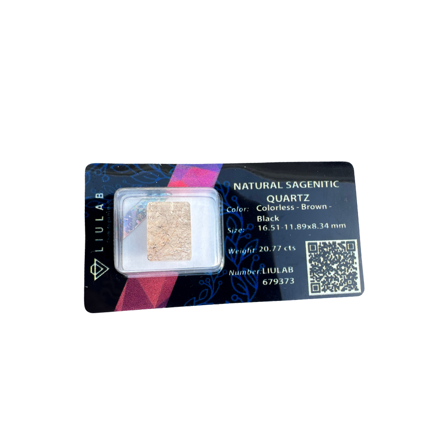 Natural Sagenitic Quartz – Rectangular Cut | LIULAB Certified #679373