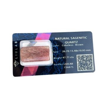 Natural Sagenitic Quartz – Rectangular Cut | LIULAB Certified #726875