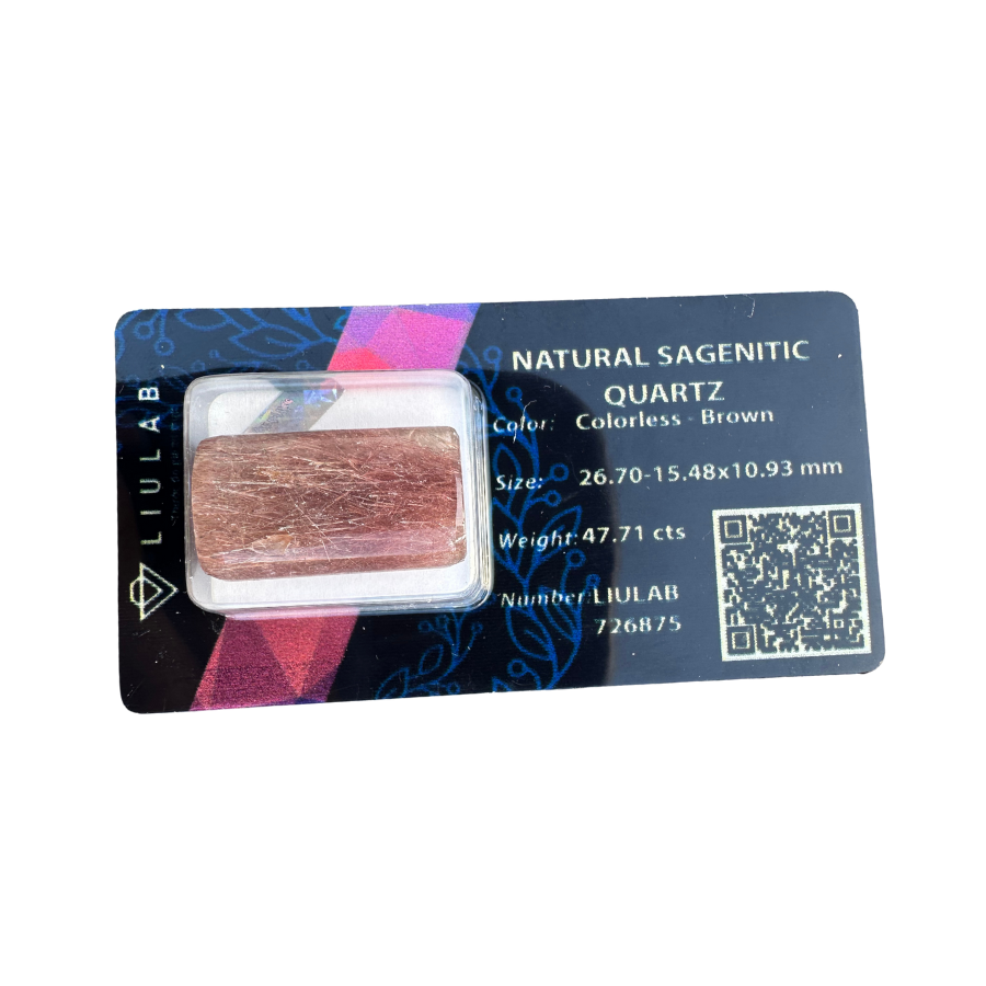 Natural Sagenitic Quartz – Rectangular Cut | LIULAB Certified #726875