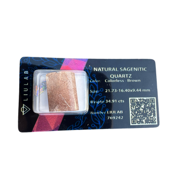 Natural Sagenitic Quartz – Rectangular Cut | LIULAB Certified #769242