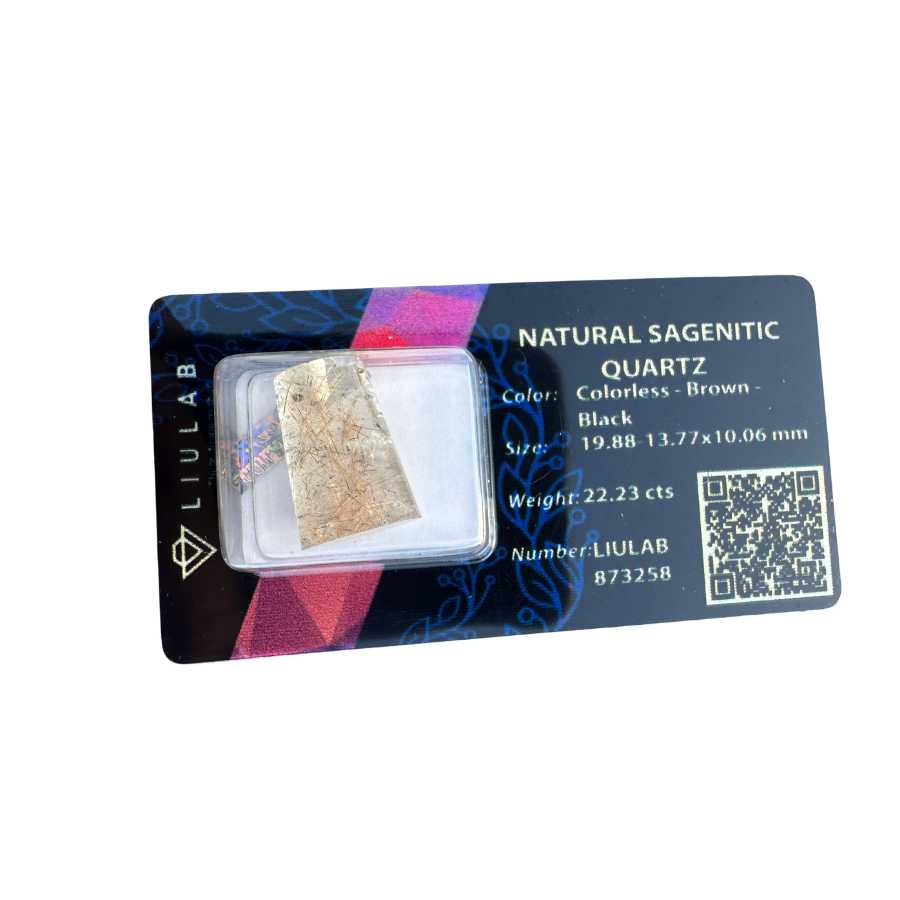 Natural Sagenitic Quartz – Unique Trapezoid Cut | LIULAB Certified #873258