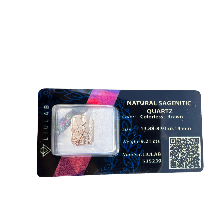 Natural Sagenitic Quartz – Delicate Brown Rutile Inclusions | LIULAB Certified #535239